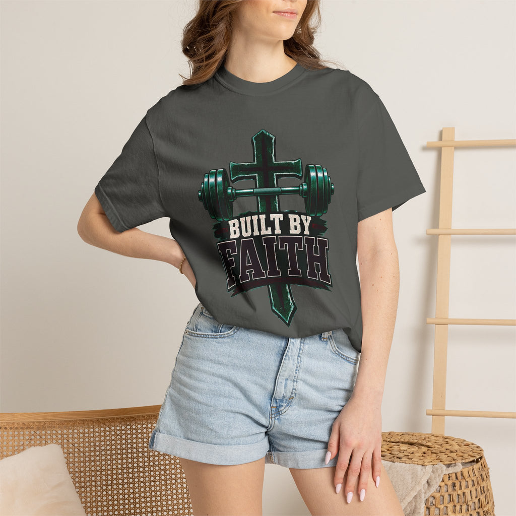 Built by Faith Cross & Barbell T-Shirt
