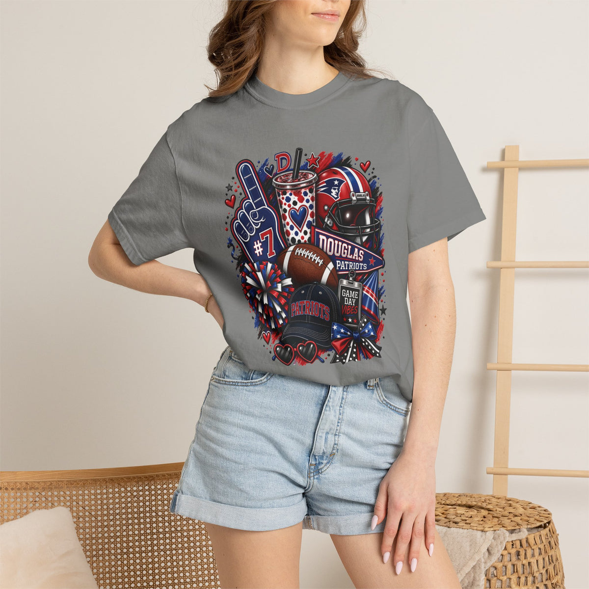 Patriotic Football Fan T-Shirt — Red White Blue Game Day Tee