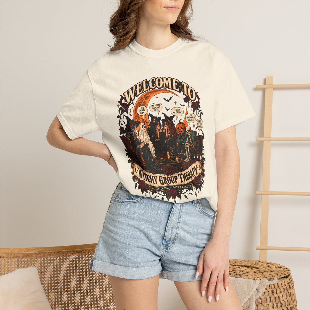 Witchy Group Therapy T-Shirt — "Welcome to Witchy Group Therapy" Retro Halloween Tee