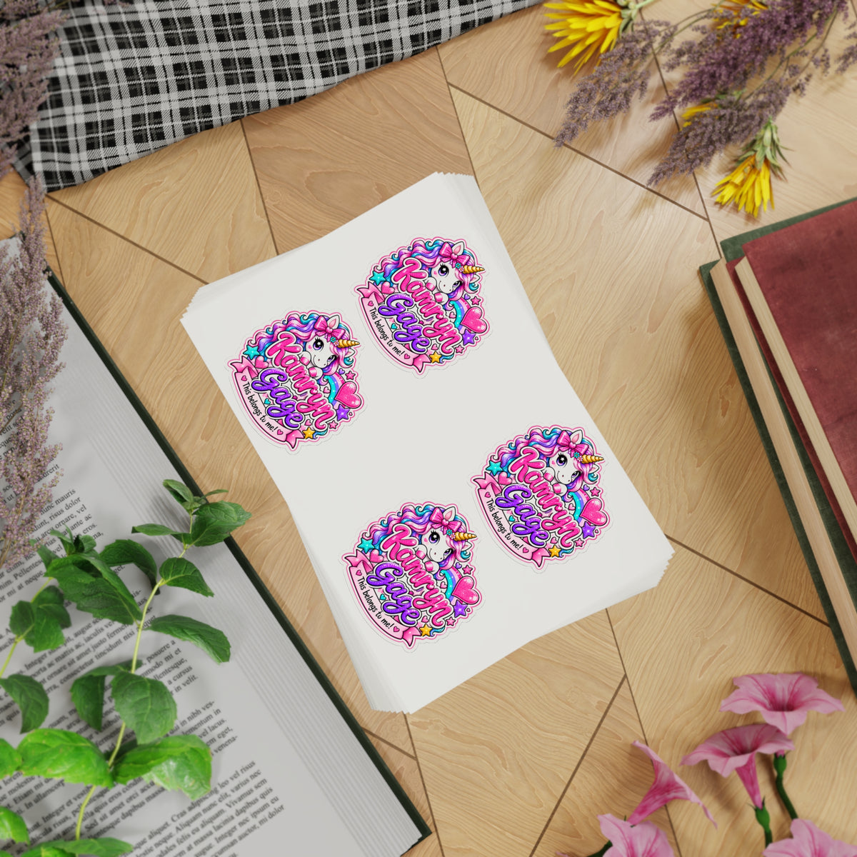 Unicorn Sticker Sheet - 10pc Pastel Glitter Decals