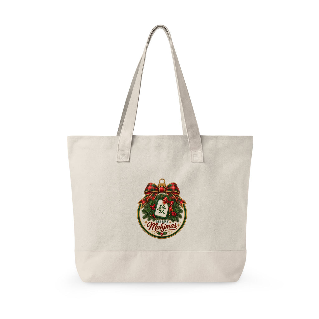 Christmas Canvas Mahjong Zippered Tote