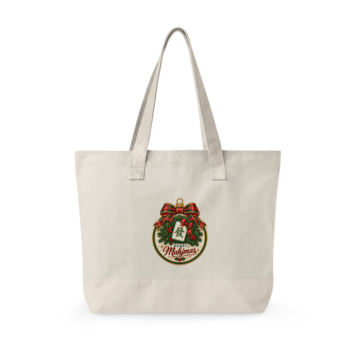 Christmas Canvas Mahjong Zippered Tote