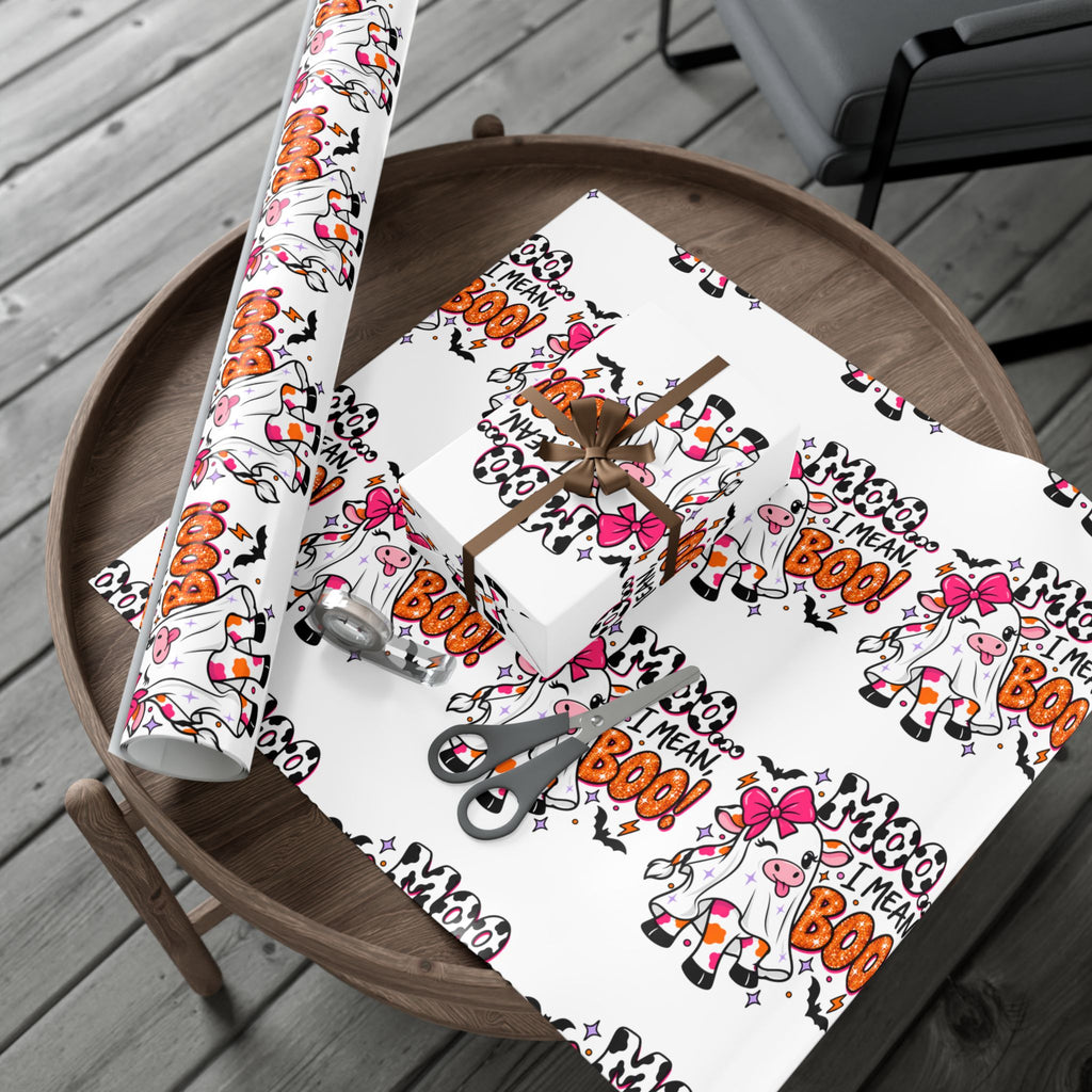 Halloween Cow 'Moo I Mean Boo!' Gift Wrap Paper
