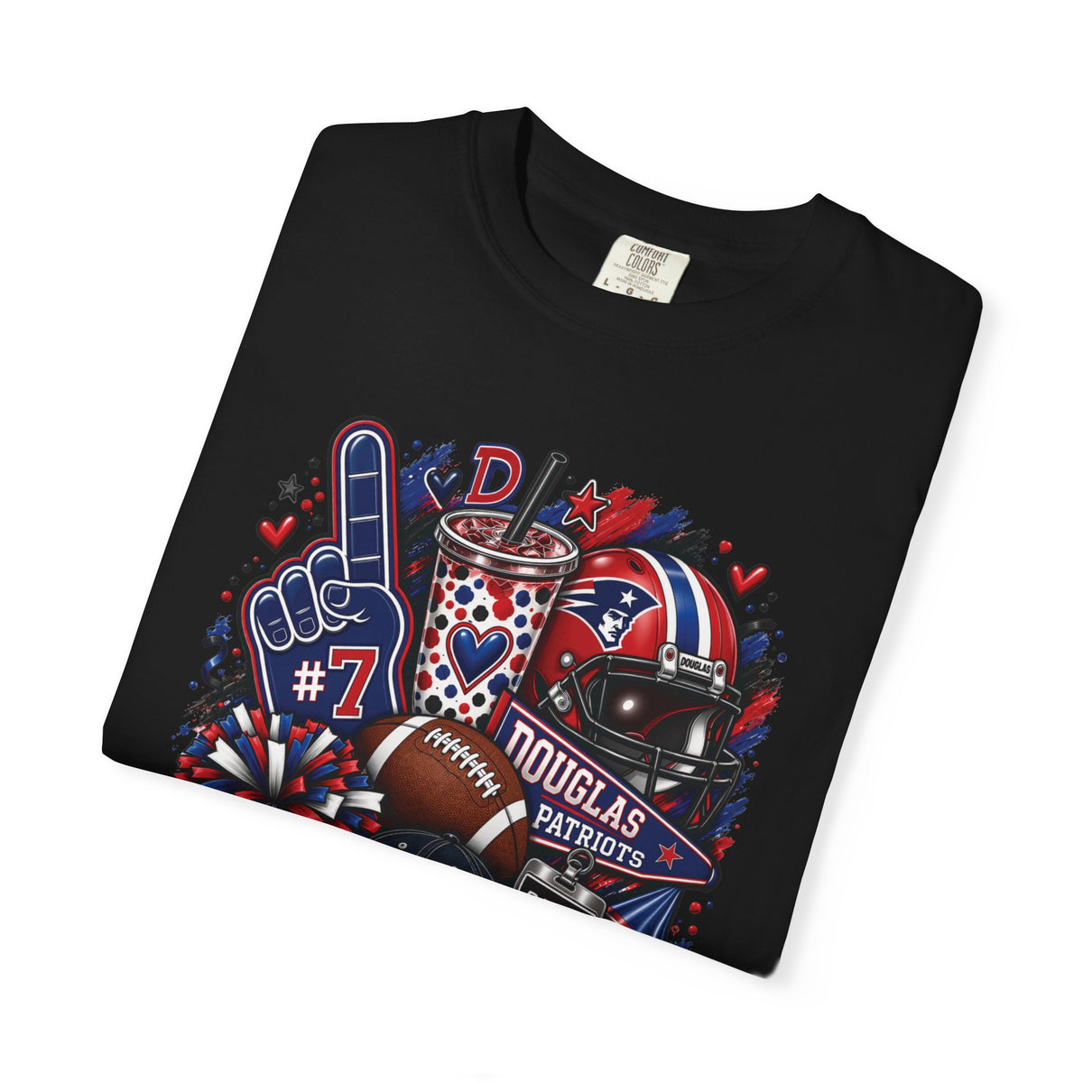 Patriotic Football Fan T-Shirt — Red White Blue Game Day Tee