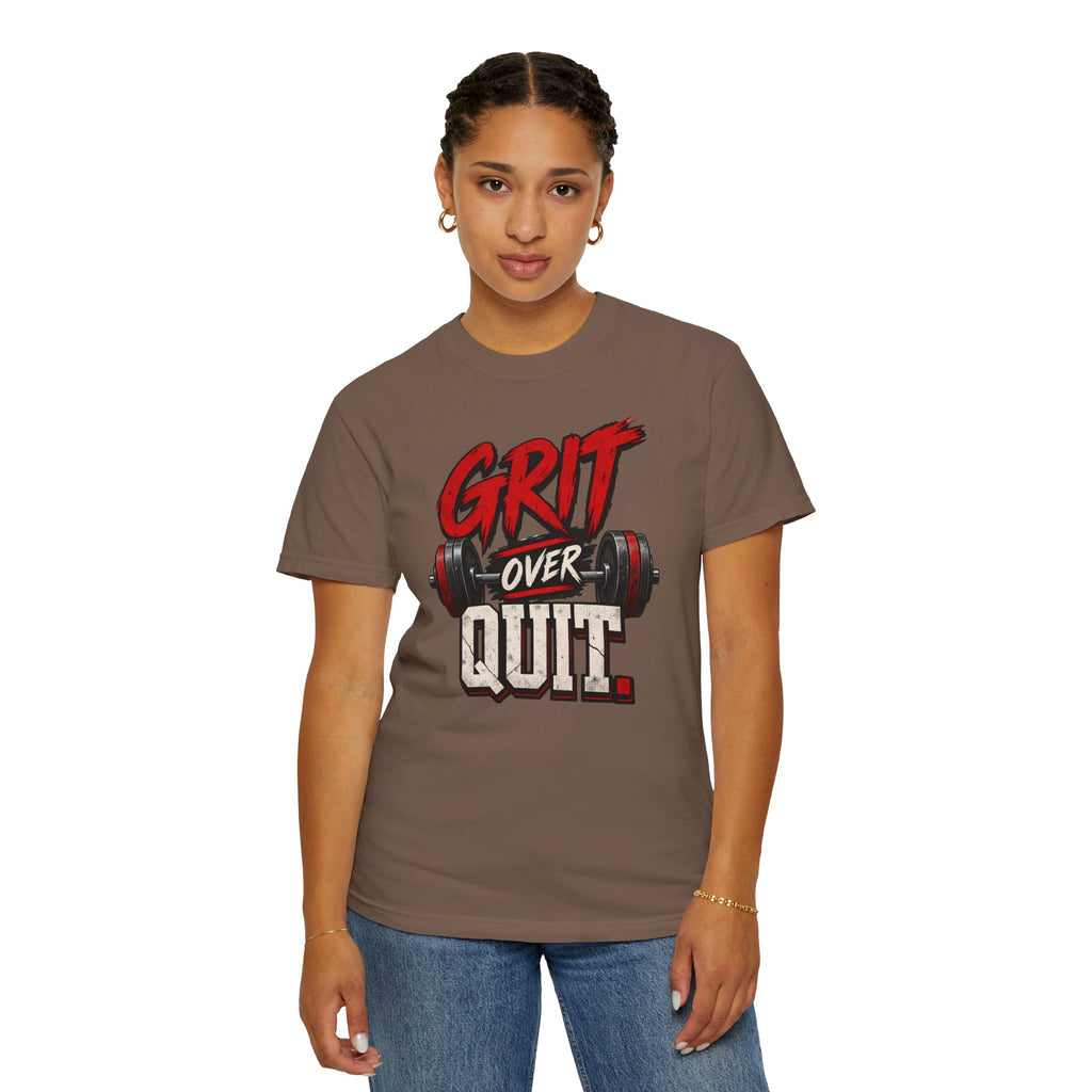 Grit Over Quit TShirt Motivational Weightlifting Gym Tee