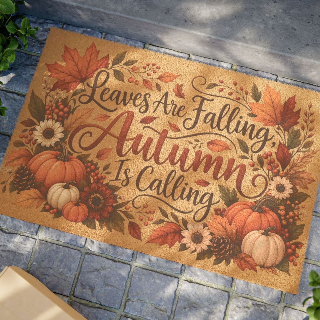 Autumn Is Calling Doormat Fall Pumpkin Leaves Welcome Mat