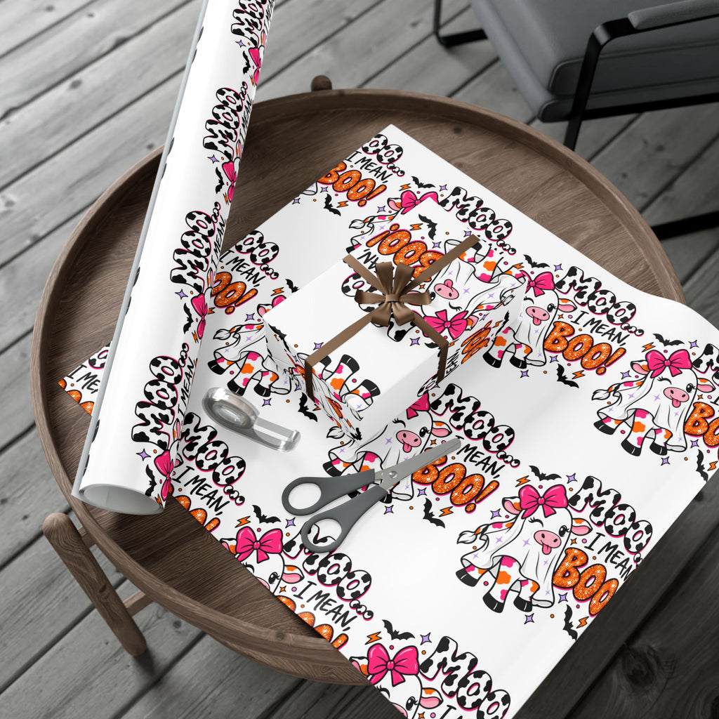 Halloween Cow 'Moo I Mean Boo!' Gift Wrap Paper