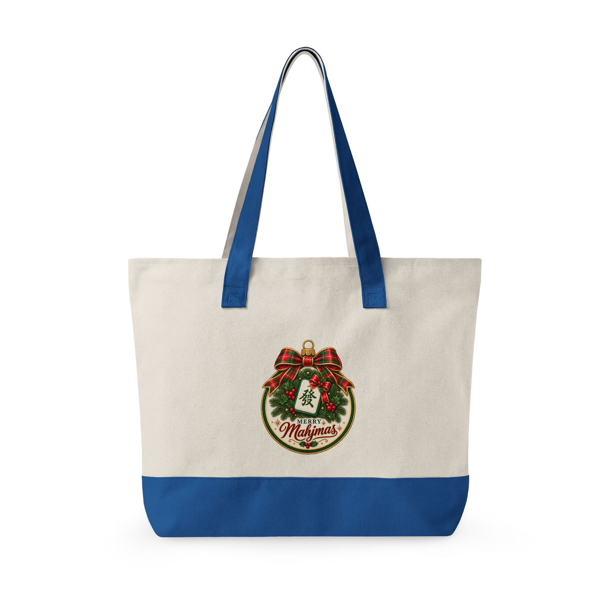 Christmas Canvas Mahjong Zippered Tote
