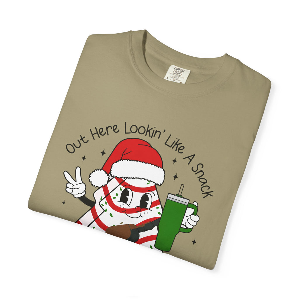 Retro Holiday T-Shirt — Out Here Lookin Like A Snack Santa Cookie Design