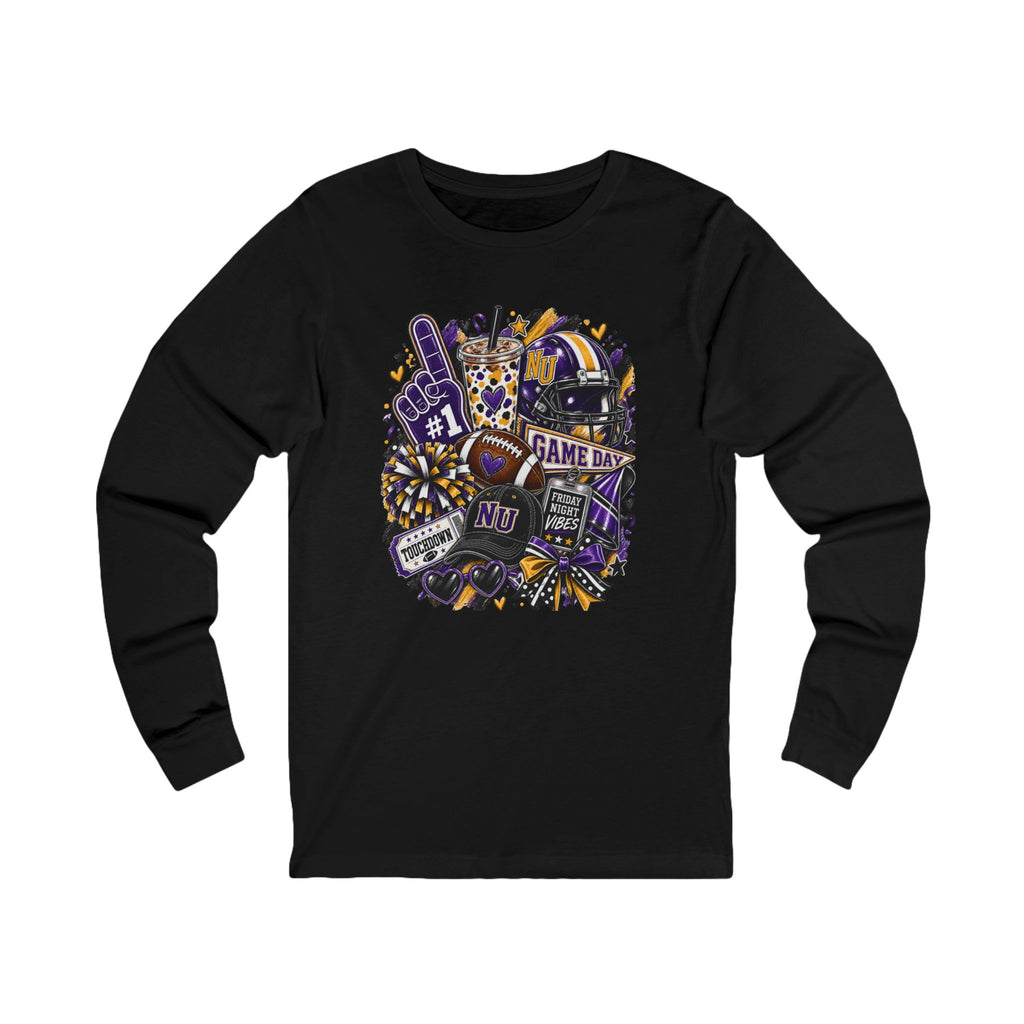 Game Day Football Long Sleeve Tee Team Spirit Collage