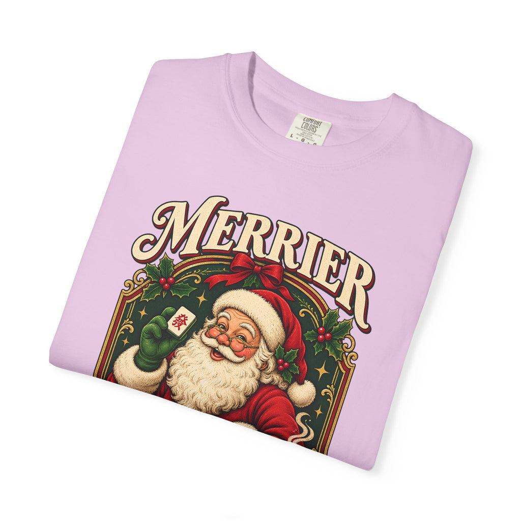 Merrier Playing Mahjong Vintage Santa Holiday Tee