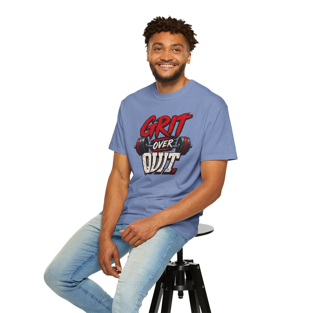 Grit Over Quit TShirt Motivational Weightlifting Gym Tee
