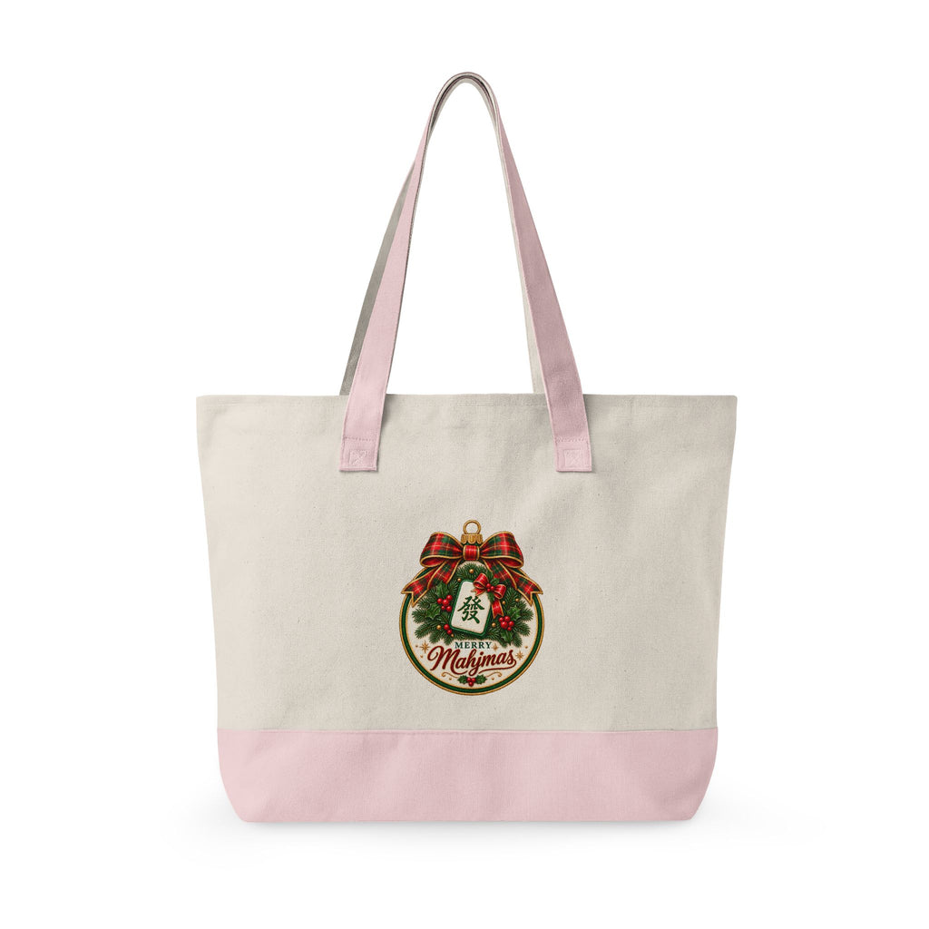 Christmas Canvas Mahjong Zippered Tote