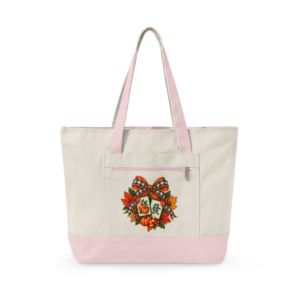 Fall Canvas Mahjong Zippered Tote