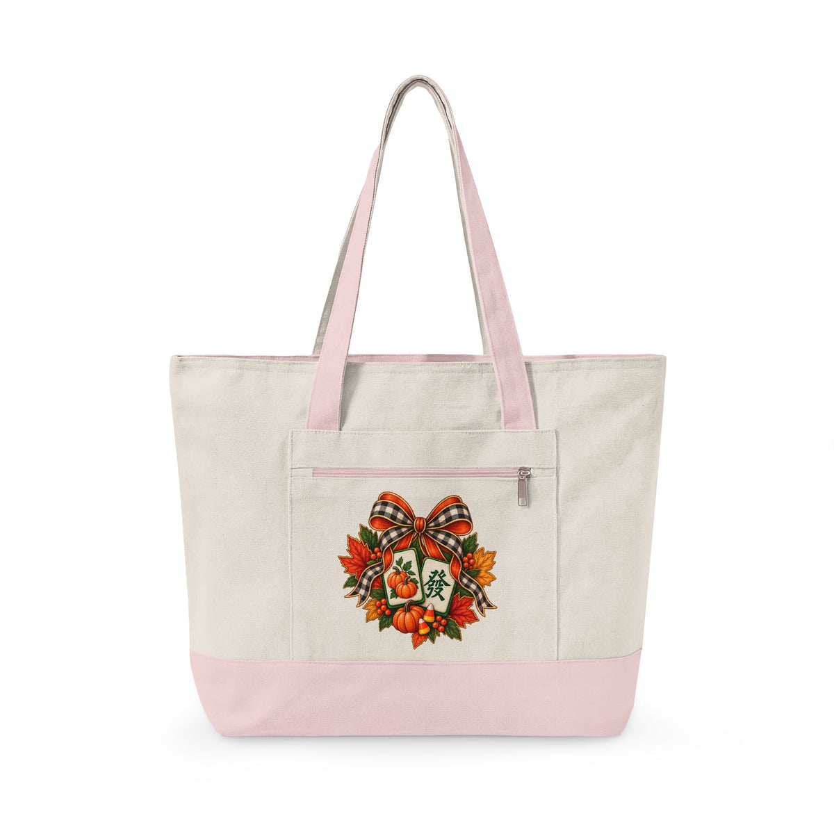 Fall Canvas Mahjong Zippered Tote