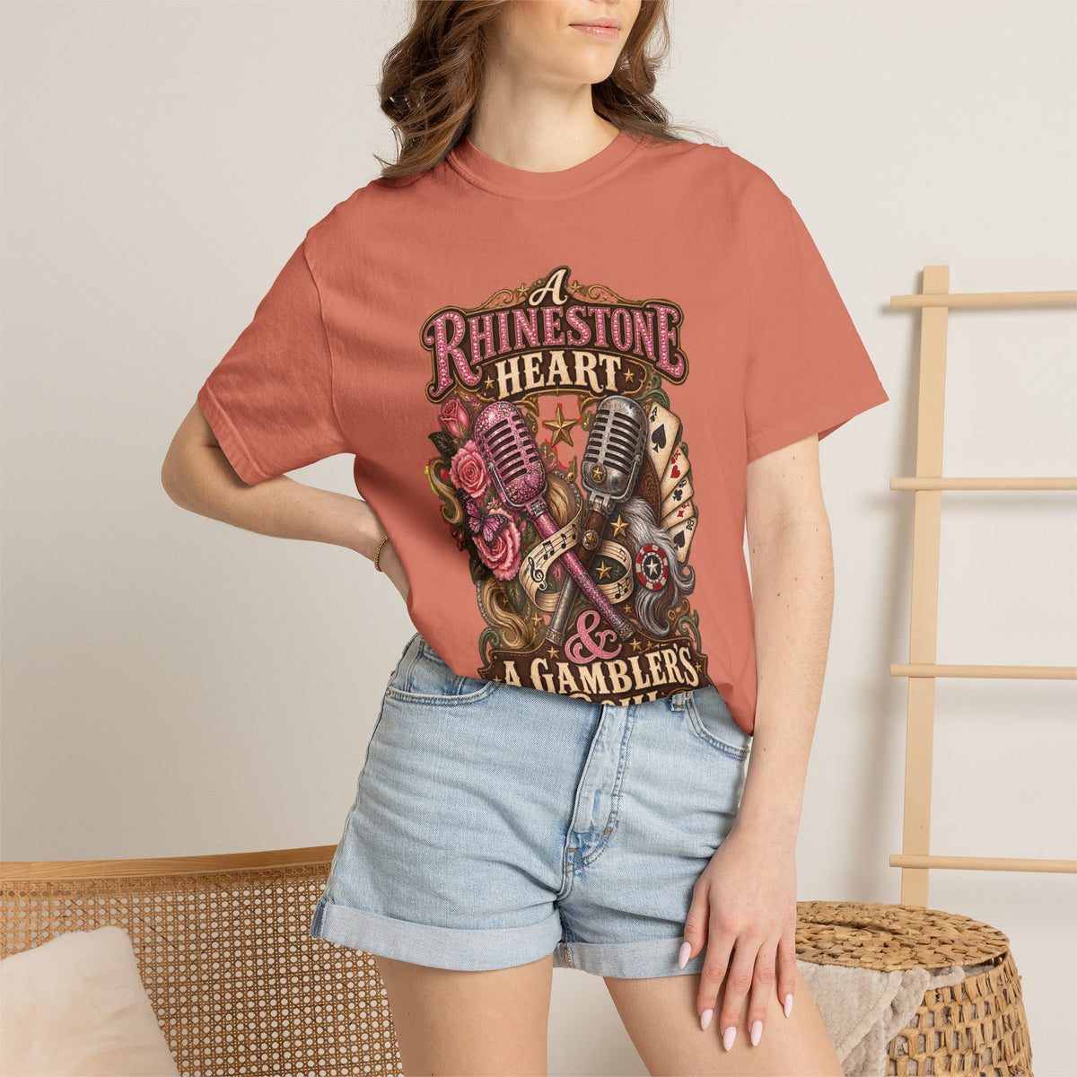 Rhinestone Heart Country Girl T-Shirt Memorial Dolly