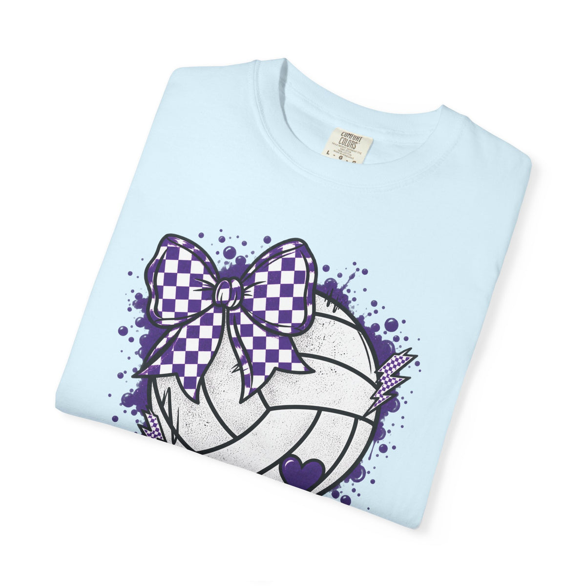 Volleyball Heart Purple Bow Graphic Tee