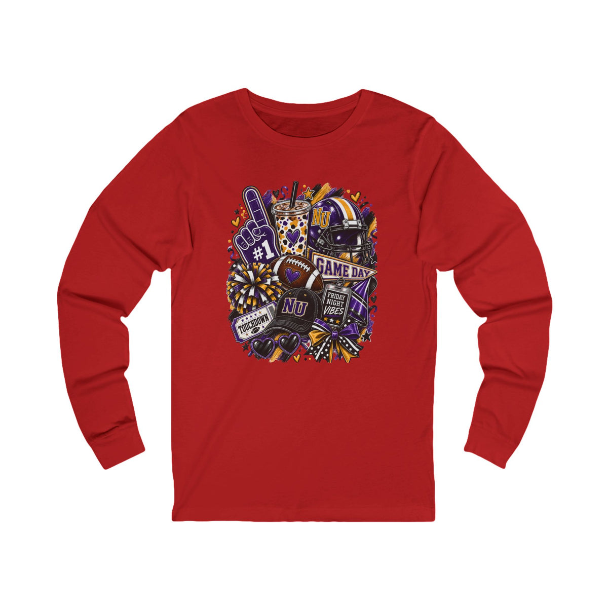 Game Day Football Long Sleeve Tee Team Spirit Collage