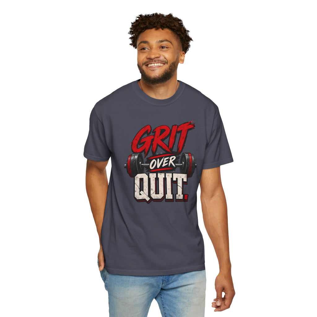Grit Over Quit TShirt Motivational Weightlifting Gym Tee