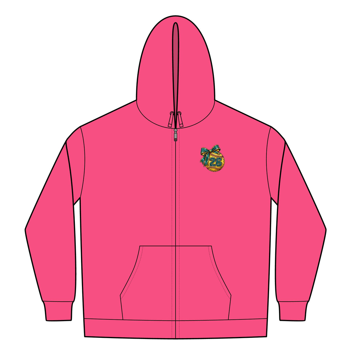 Softball Mom Womens FullZip Hoodie