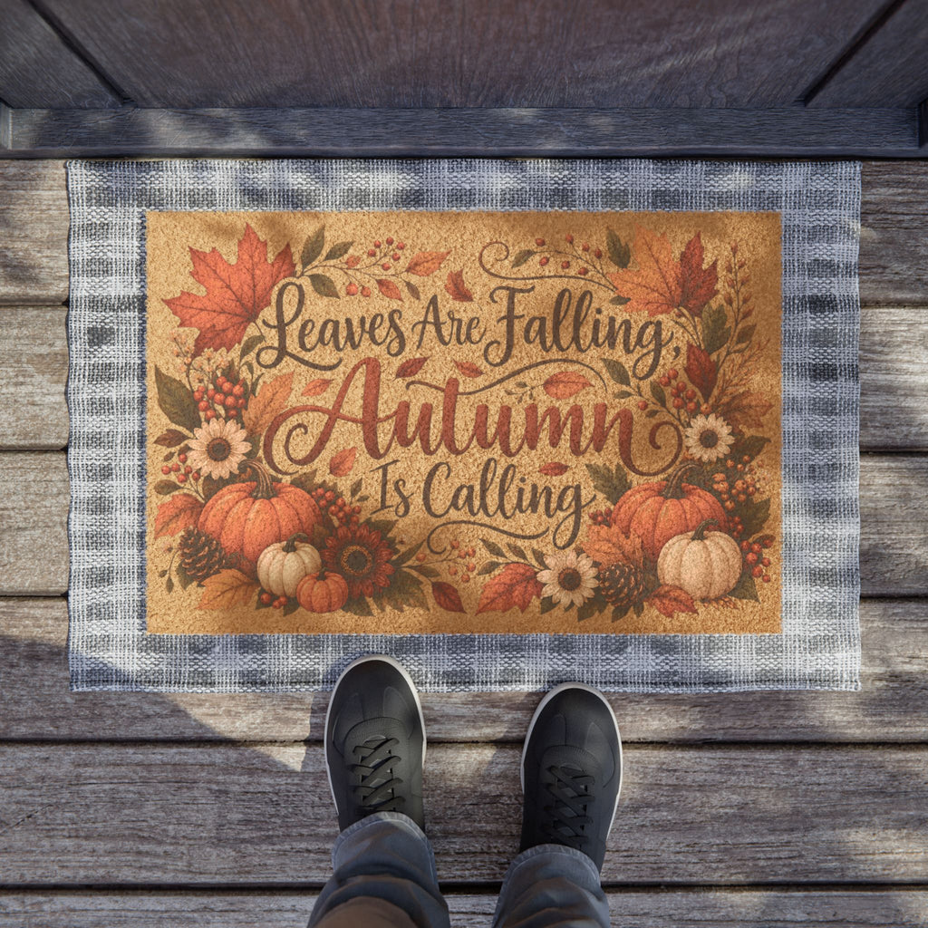 Autumn Is Calling Doormat Fall Pumpkin Leaves Welcome Mat