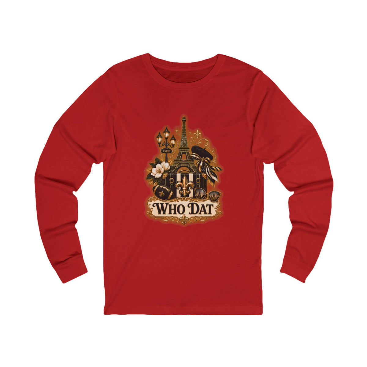 Who Dat Long Sleeve Tee — Vintage New Orleans Fleur-de-Lis Design