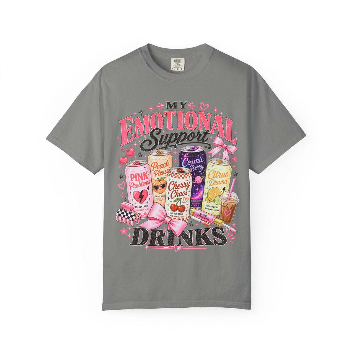 Emotional Support Energy Drinks T-Shirt — Vintage Candy Soda Graphic Tee