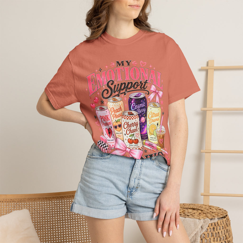 Emotional Support Energy Drinks T-Shirt — Vintage Candy Soda Graphic Tee