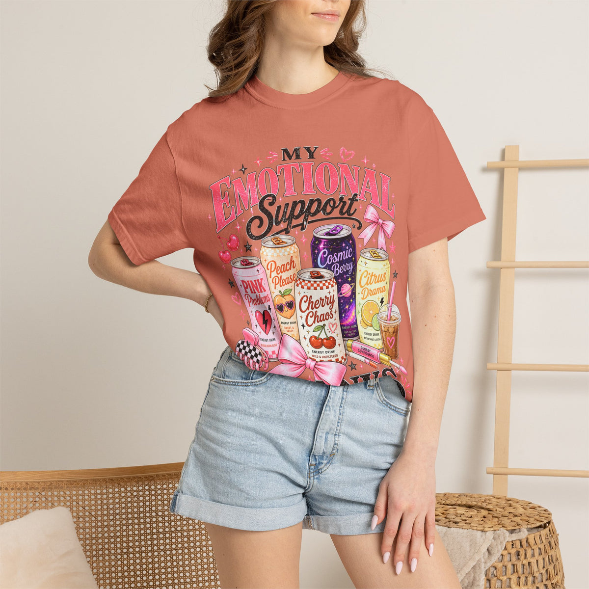 Emotional Support Energy Drinks T-Shirt — Vintage Candy Soda Graphic Tee