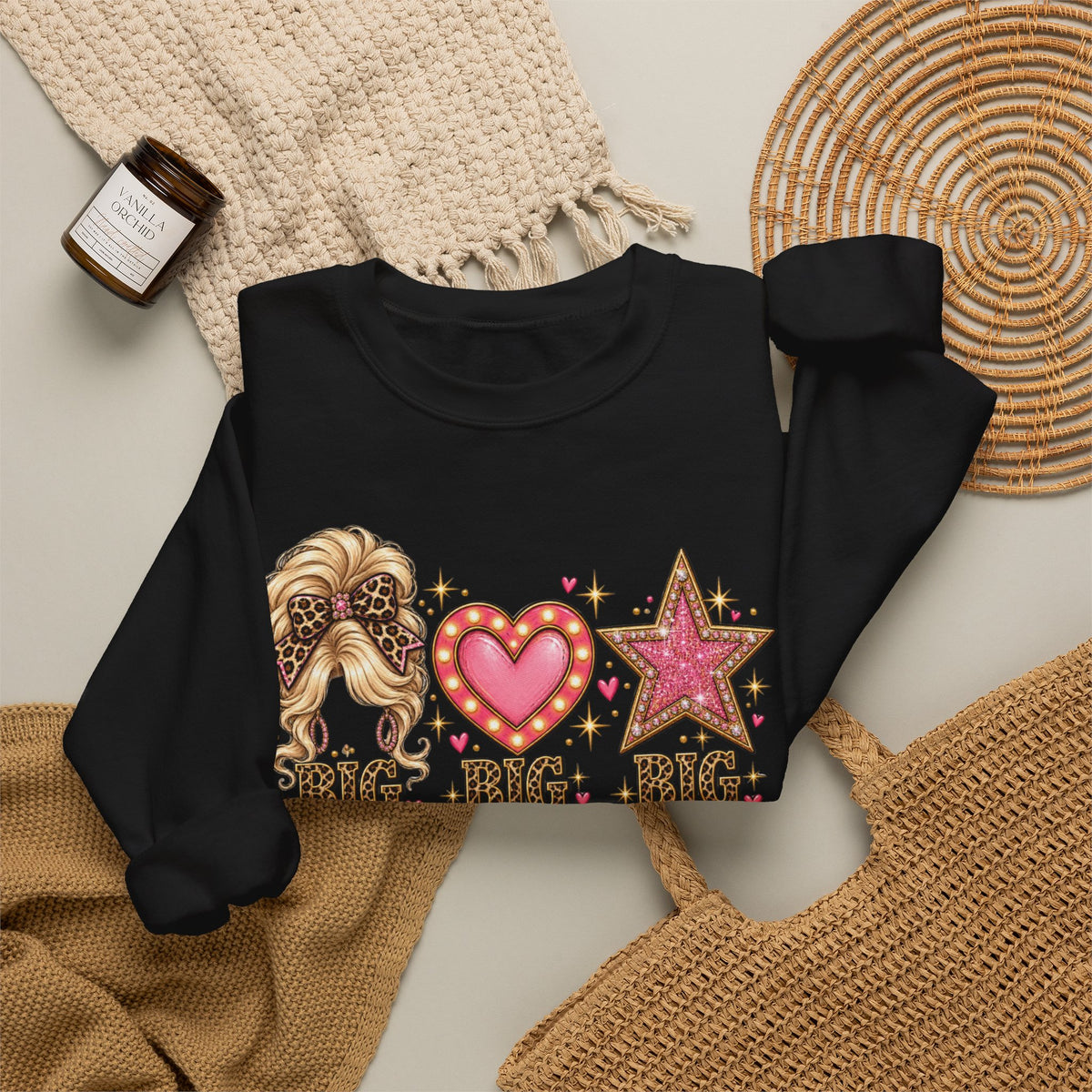 Crewneck Sweatshirt - Big Hair Big Heart Big Dreams Graphic