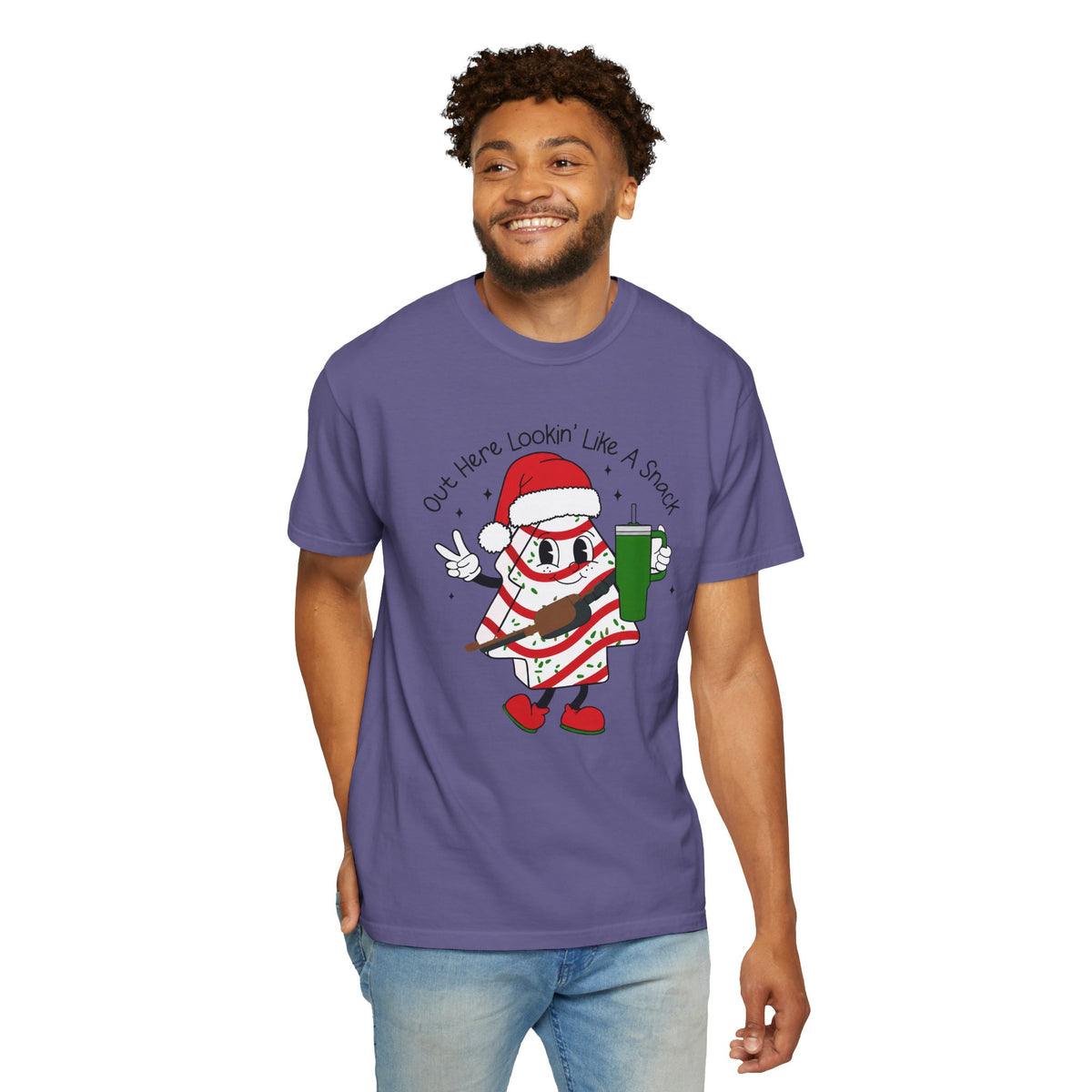 Retro Holiday T-Shirt — Out Here Lookin Like A Snack Santa Cookie Design