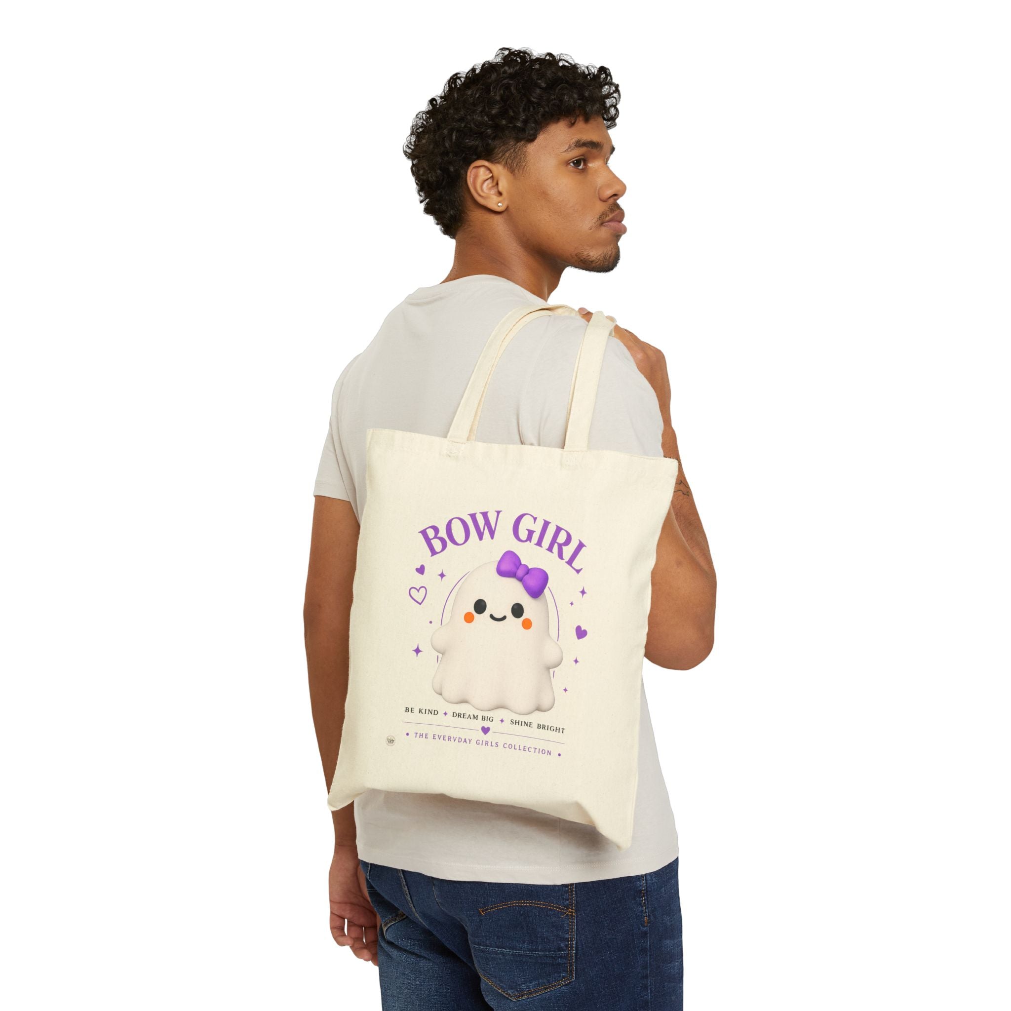 Bow Girl™ Ghost Canvas Tote Bag - Reusable Shopping & Gift Tote