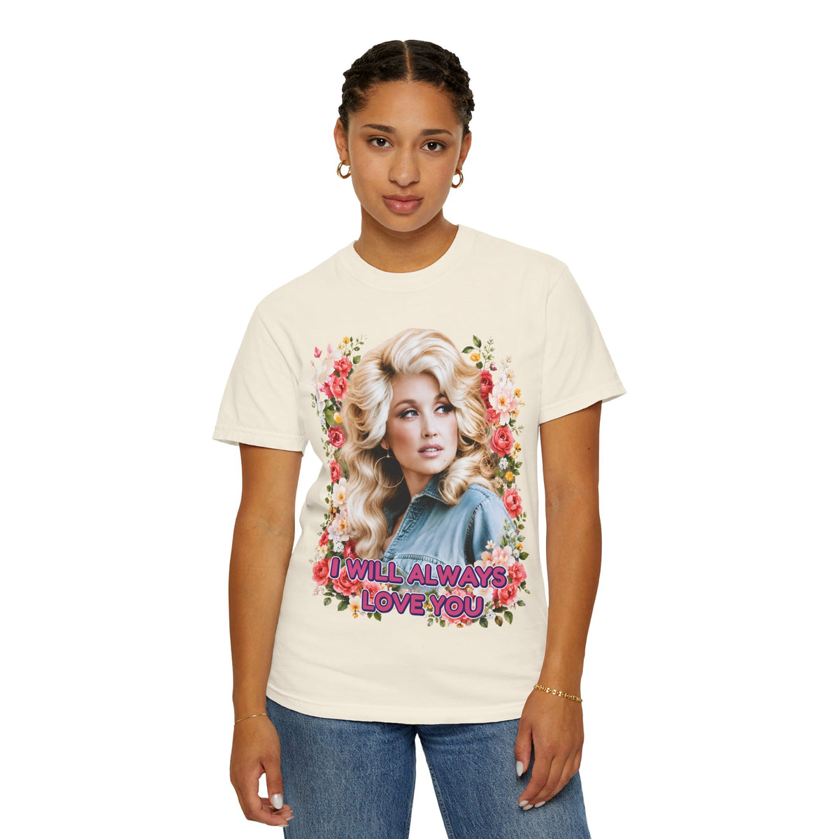 Graphic Tee Retro Floral Portrait I Will Always Love You