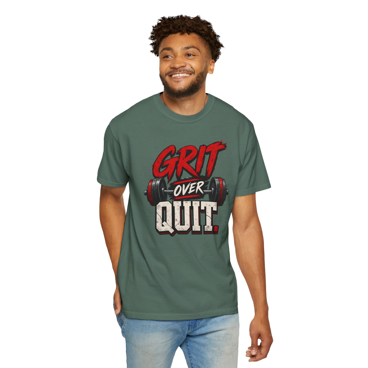Grit Over Quit TShirt Motivational Weightlifting Gym Tee