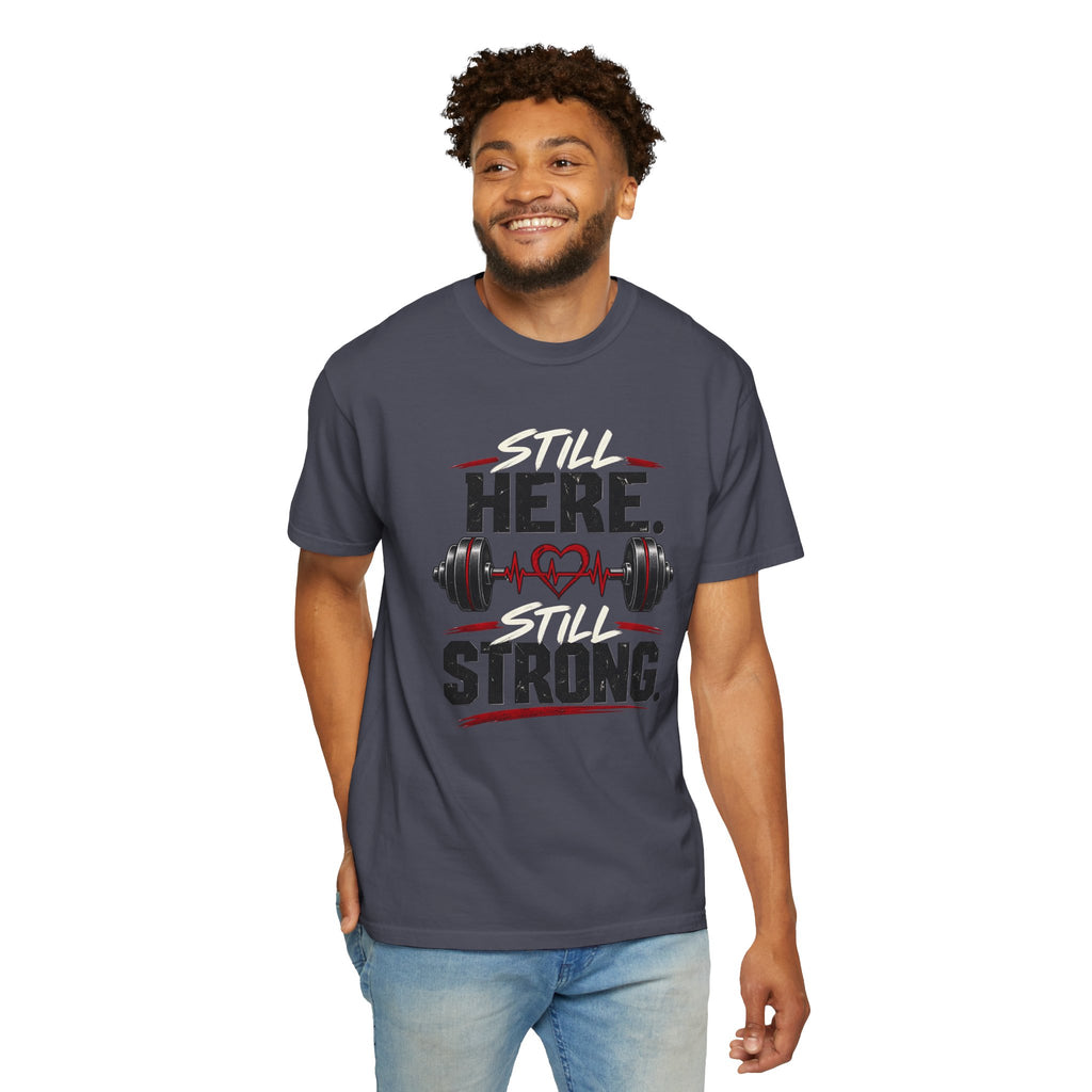 Here Strong Weightlifting TShirt Fitness Gym Graphic Tee