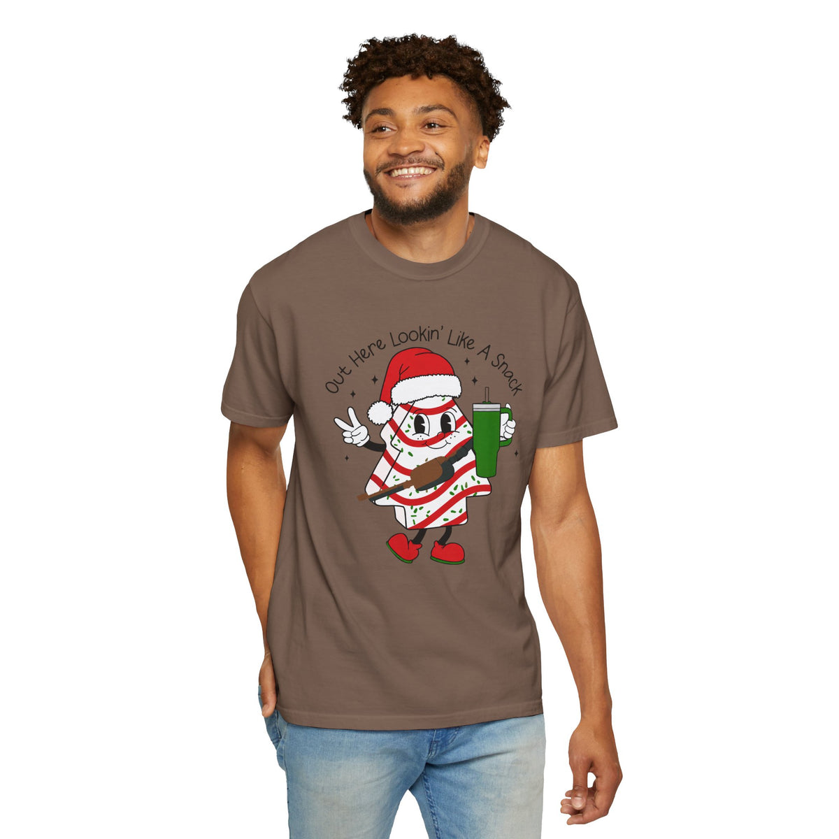 Retro Holiday T-Shirt — Out Here Lookin Like A Snack Santa Cookie Design