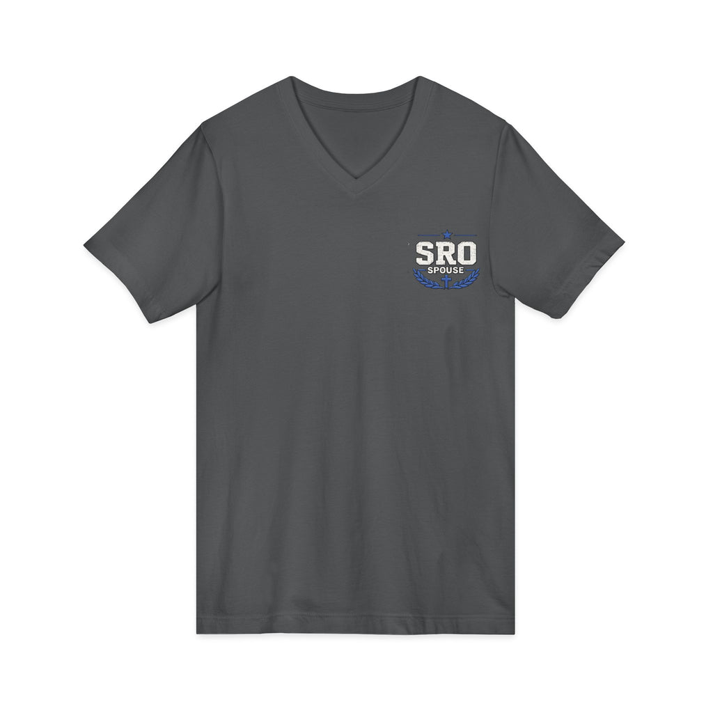 SPOUSE SRO Thin Blue Line V-Neck Tee — "Then I Heard 'Whom Shall I Send?'"