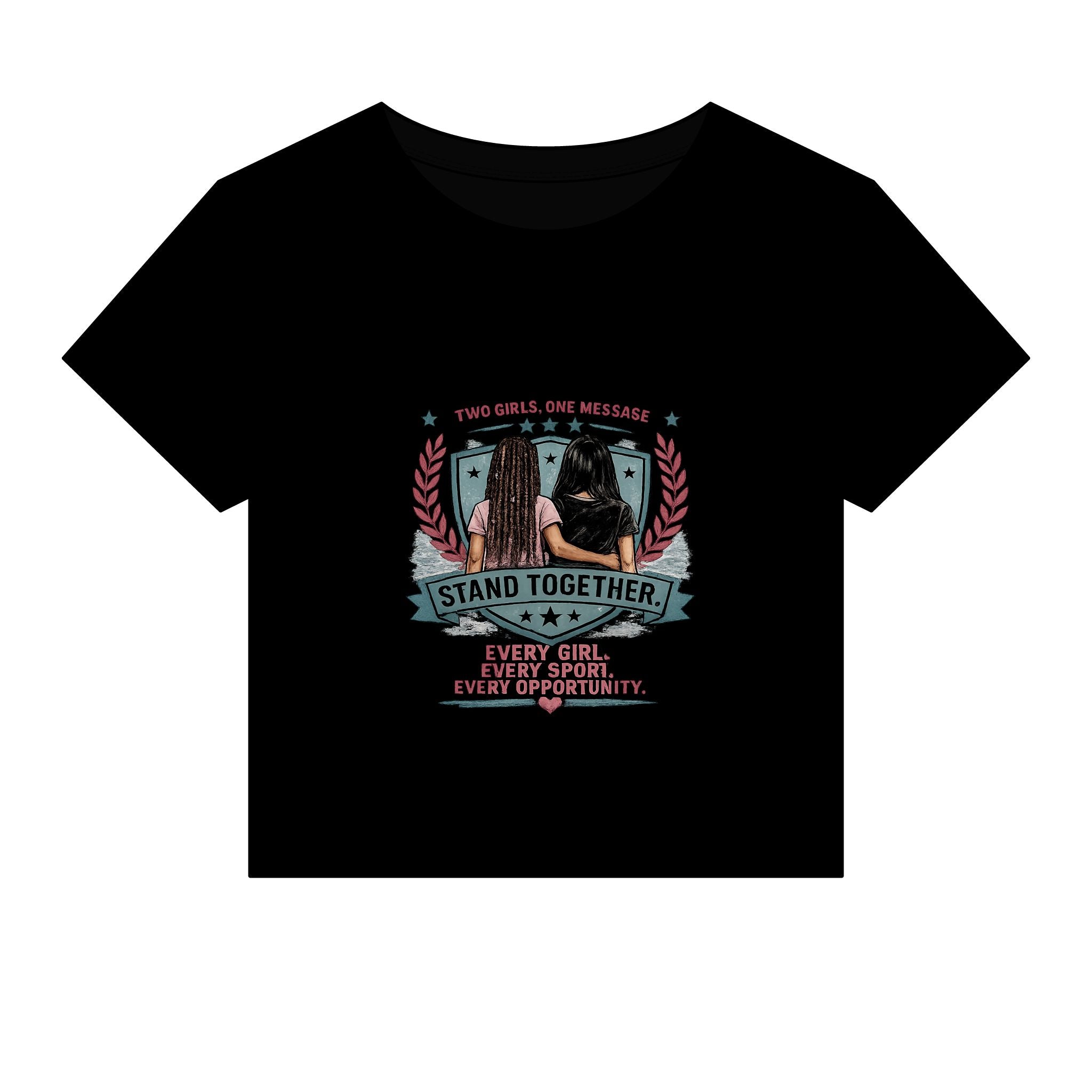 Stand Together Women's Baby Tee — "Stand Together: Every Girl. Every Sport. Every Opportunity."