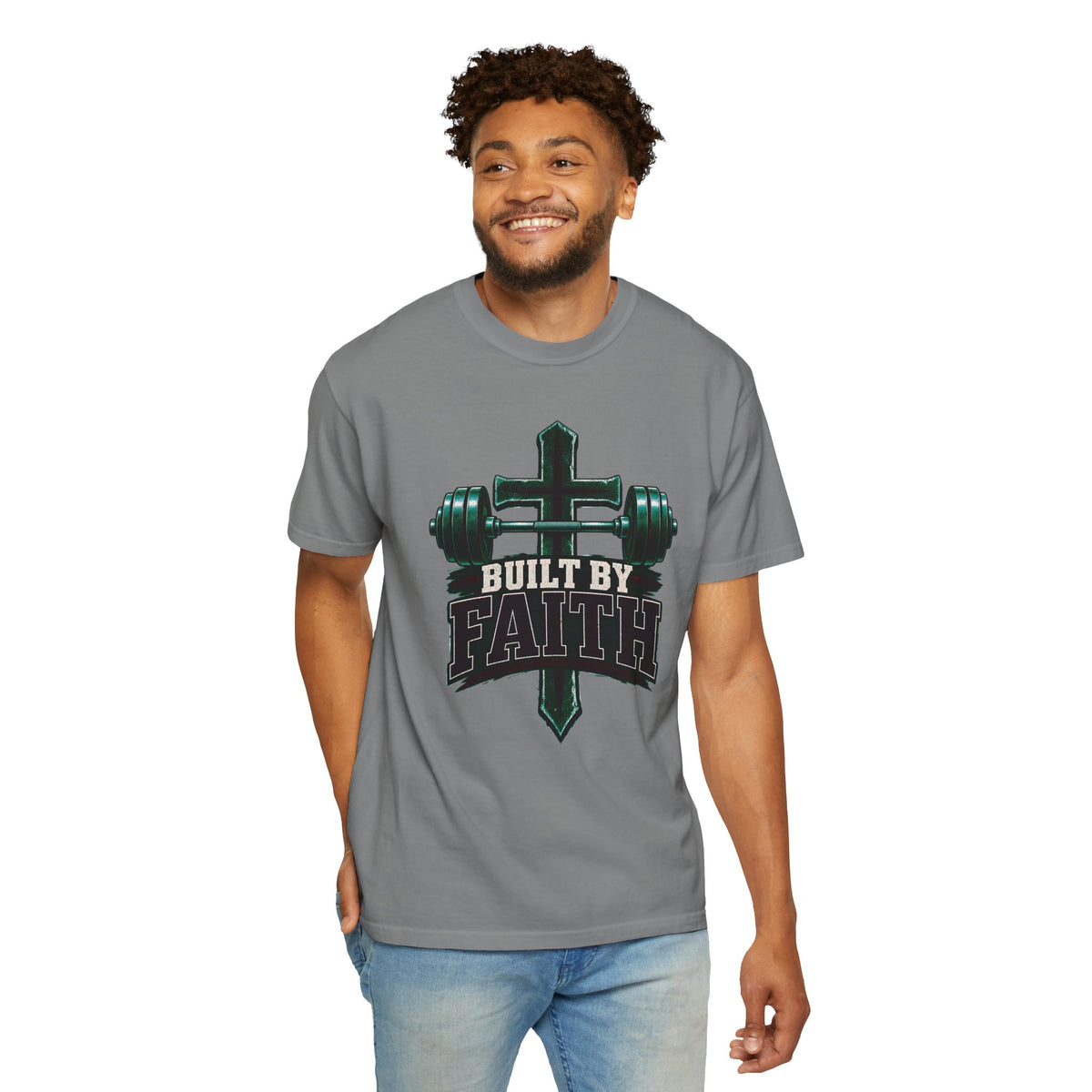 Built by Faith Cross & Barbell T-Shirt