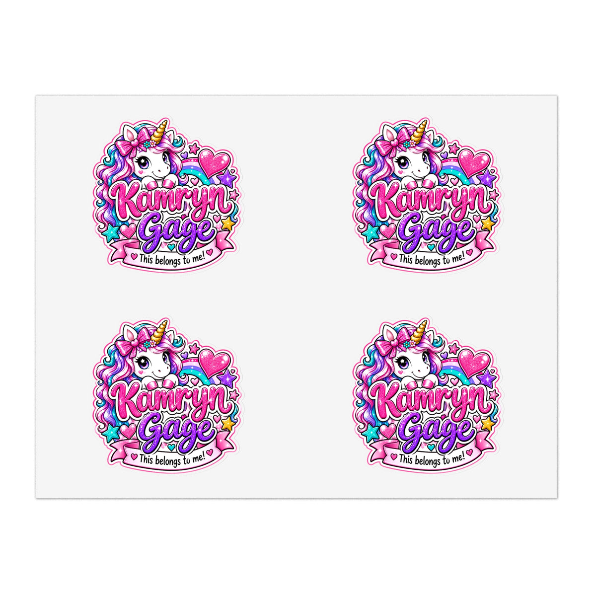 Unicorn Sticker Sheet - 10pc Pastel Glitter Decals