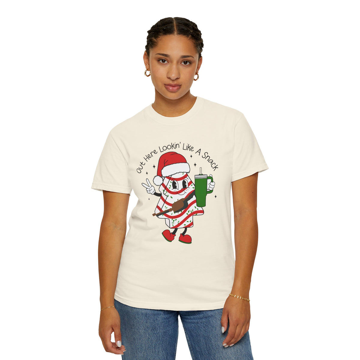Retro Holiday T-Shirt — Out Here Lookin Like A Snack Santa Cookie Design