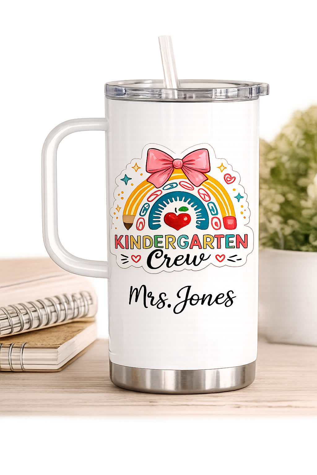 Kindergarten Crew Sticker — Cute Rainbow Pencil School Sticker for Teachers & Students