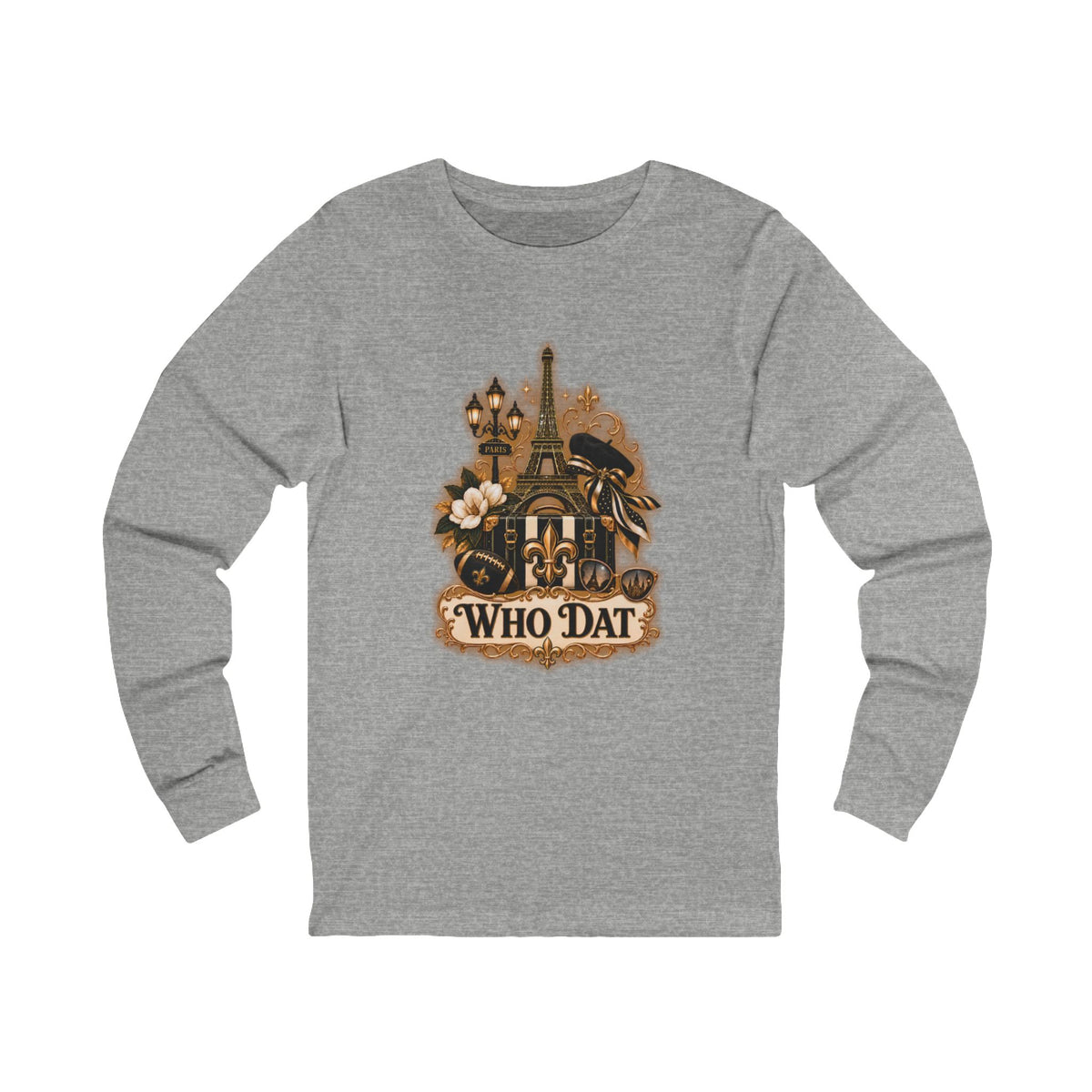 Who Dat Long Sleeve Tee — Vintage New Orleans Fleur-de-Lis Design