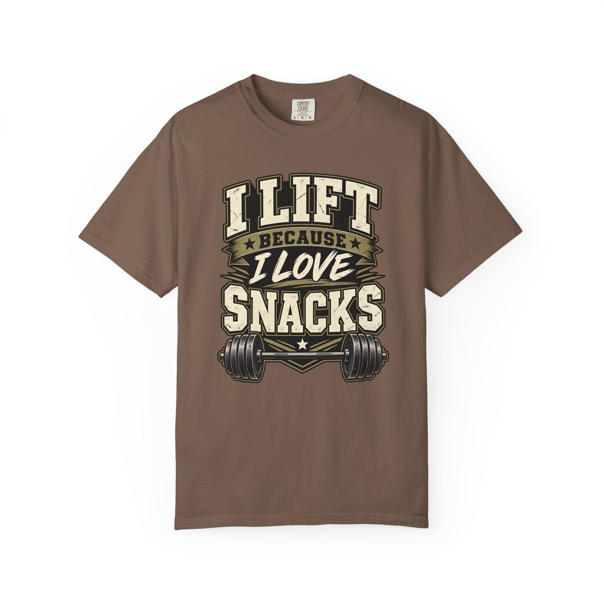 I Lift Because I Love Snacks T-Shirt — Funny Gym Weightlifting Tee