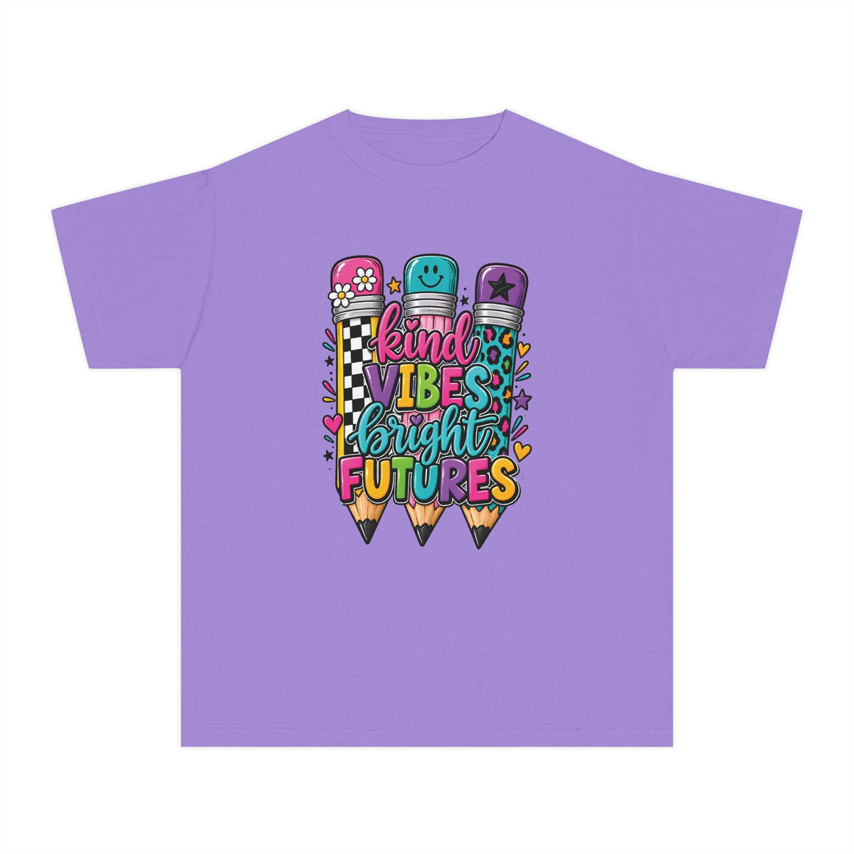 "Kind Vibes Bright Futures" Colorful Pencil Graphic Tee