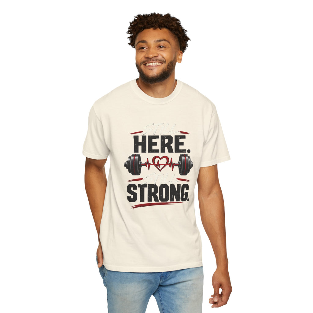 Here Strong Weightlifting TShirt Fitness Gym Graphic Tee