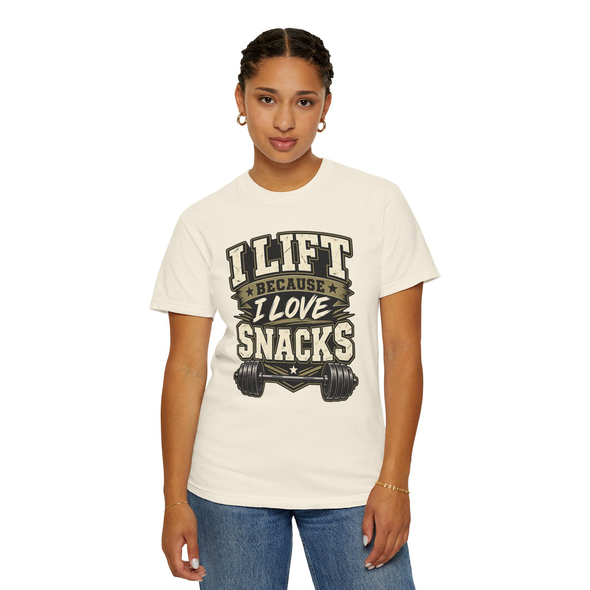 I Lift Because I Love Snacks T-Shirt — Funny Gym Weightlifting Tee