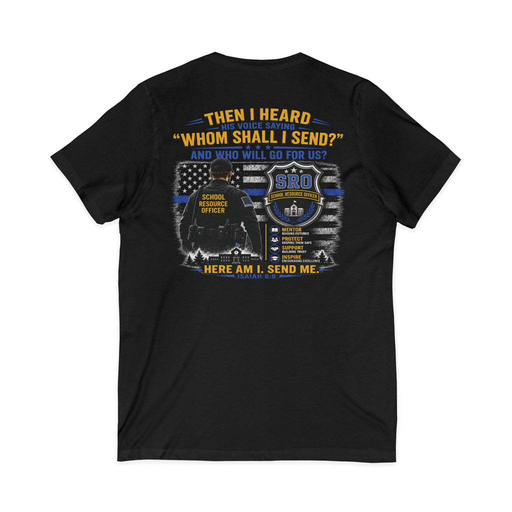 MOM SRO Thin Blue Line V-Neck Tee — "Then I Heard 'Whom Shall I Send?'"