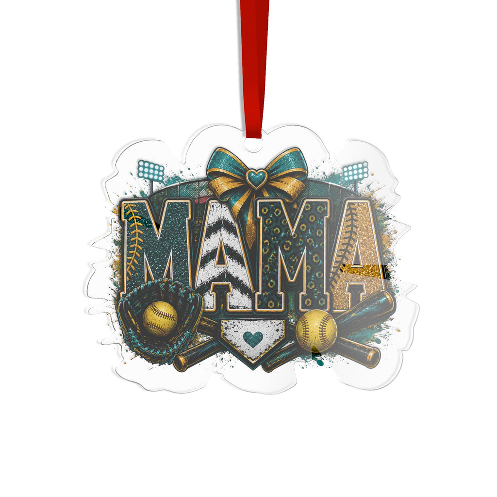 Mama Softball Baseball Ornament — Custom Cut Acrylic Sports Mom Holiday Ornament