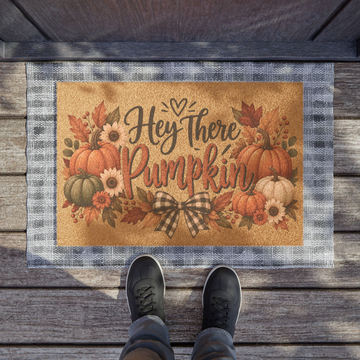 Hey There Pumpkin Doormat Rustic Fall Pumpkin Welcome Mat